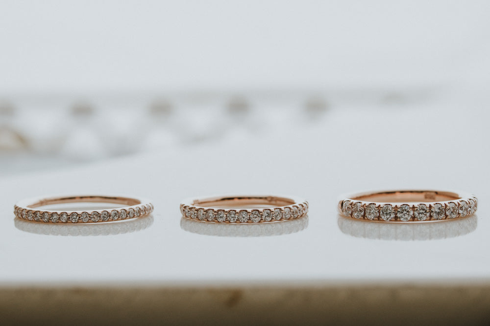 Different Diamond Sizes for Wedding Bands in 14K Rose Gold